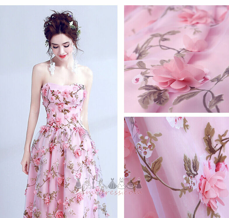 Uzun Zarif Aksanlı rozet Askısız Tül Bir çizgi Gece elbisesi