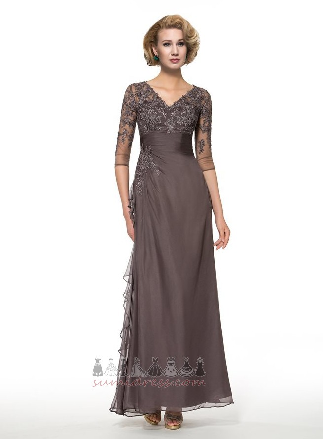 V-Ausschnitt Reißverschluss Hochzeit Chiffon Knöchellang Sommer Brautmutterkleid