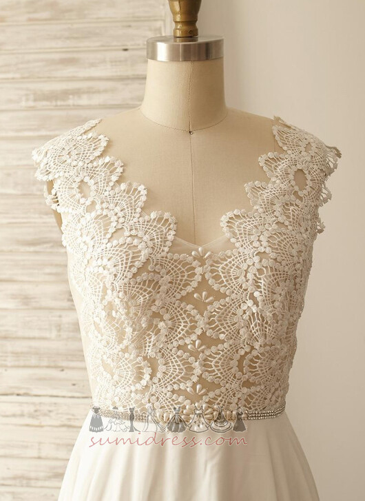 V-kaelus Looduslik talje Rida Kevadel Tõmblukk kuni Väljas Pulmakleit