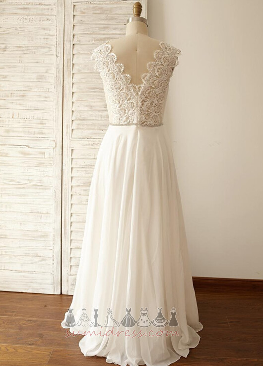 V-kaelus Looduslik talje Rida Kevadel Tõmblukk kuni Väljas Pulmakleit