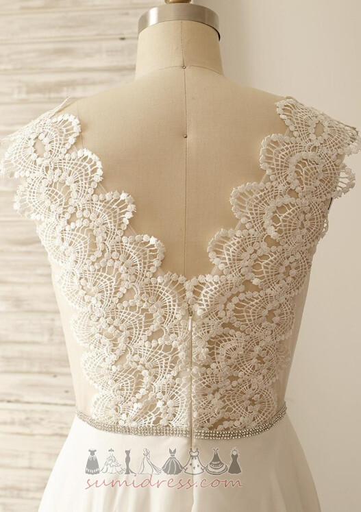 V-kaelus Looduslik talje Rida Kevadel Tõmblukk kuni Väljas Pulmakleit