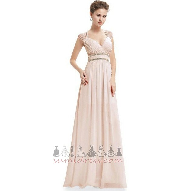 V-kaklo Linija Berankovis Gamtos juosmens Elegantiškas Šifonas Vakarinės suknelė