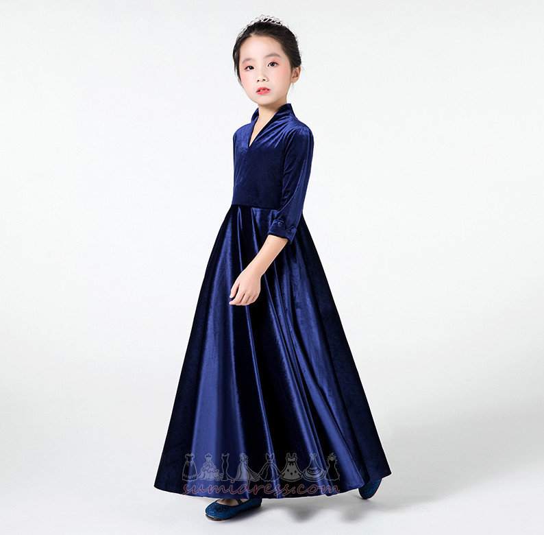 V-Neck A-Line T-shirt Natural Waist Show/Performance Spring Little girl dress