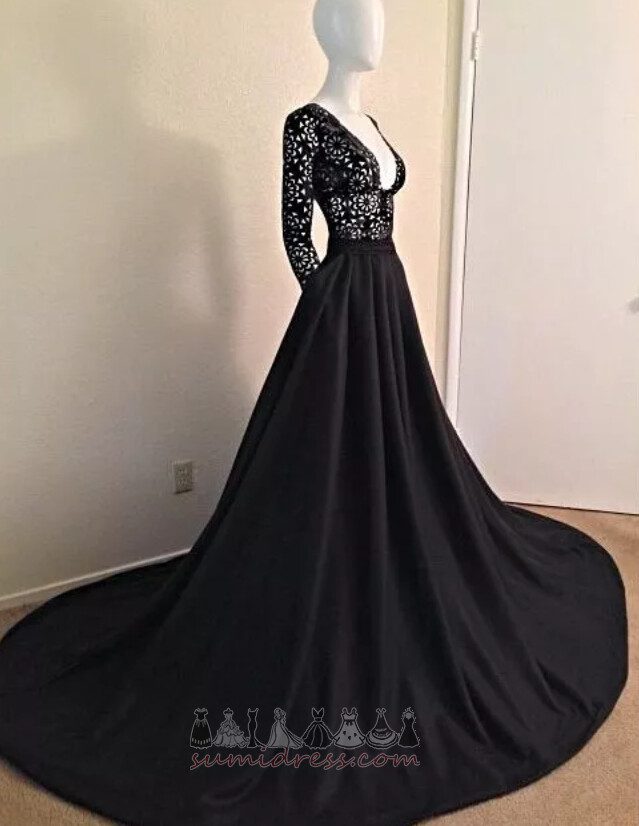 V-Neck Elegantní Dlouhý Dlouhá A-Line Iluze Plesové šaty