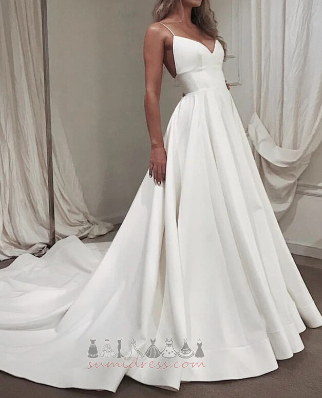 V-Neck Hourglass Draped Satin Sleeveless A-Line Wedding gown