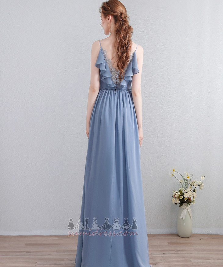 V-Neck Natural Waist Medium Elegant Sleeveless Cascading Bridesmaid Dress