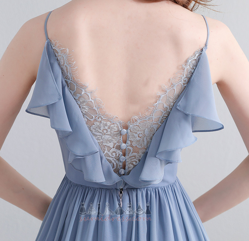 V-Neck Natural Waist Medium Elegant Sleeveless Cascading Bridesmaid Dress