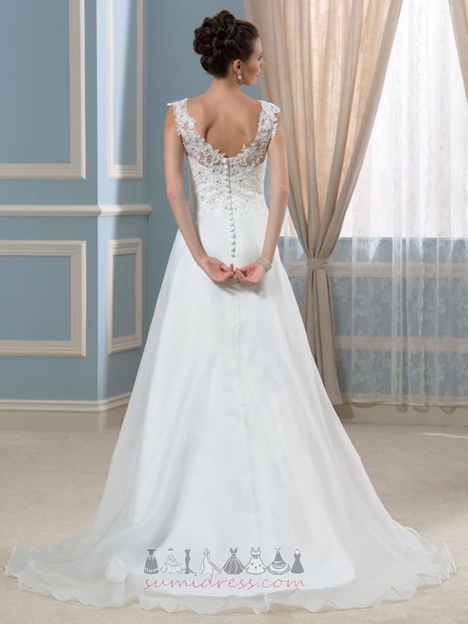 V-Neck Organza A-Line Jewel Bodice Ruched Elegant Wedding Dress