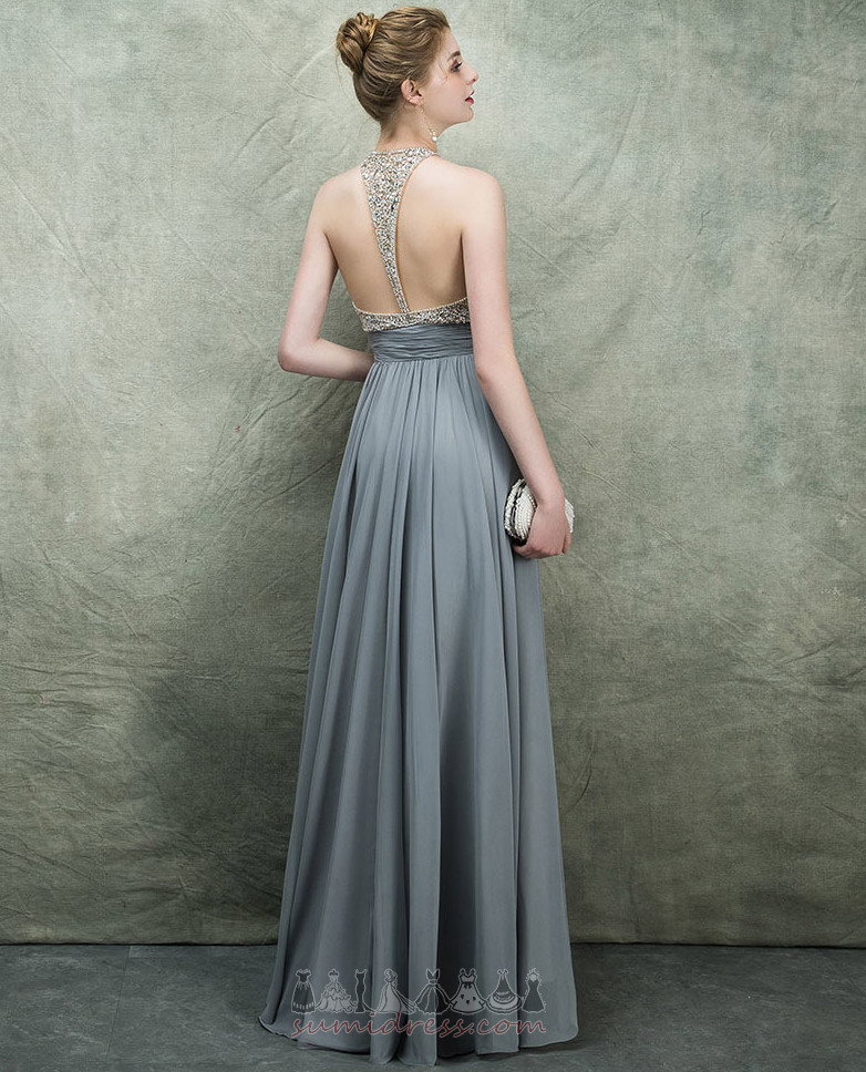 V-Neck Starry A-Line Crystal Jewel Bodice Chiffon Prom Dress