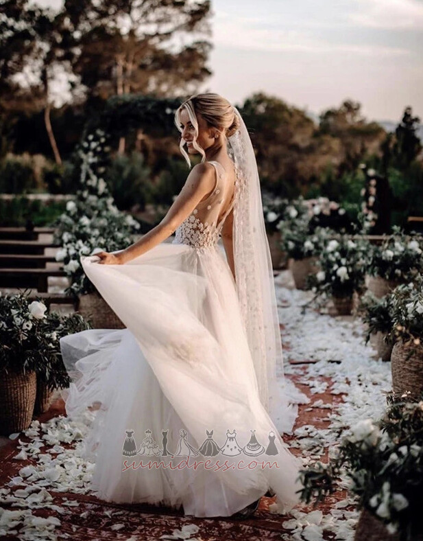 V-подібним вирізом на відкритому повітрі блискавка вгору безрукавний простий Весільна сукня