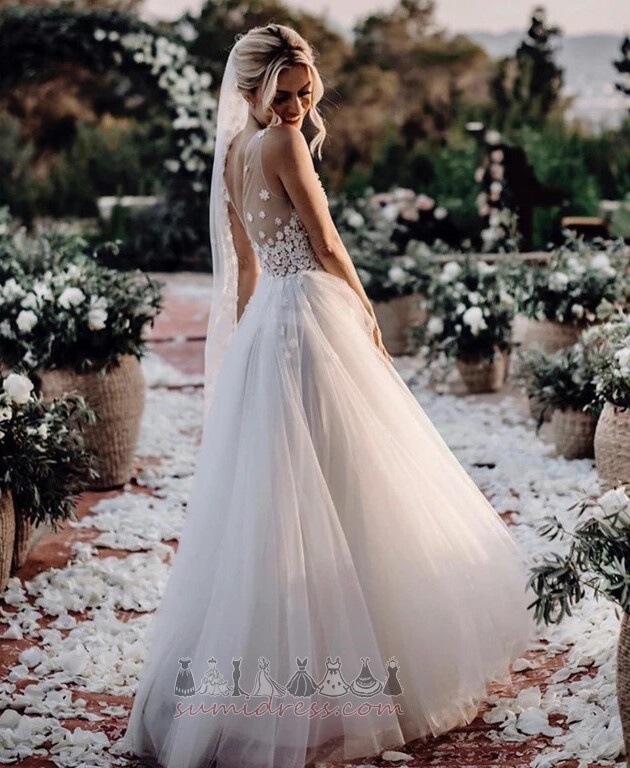 V-подібним вирізом на відкритому повітрі блискавка вгору безрукавний простий Весільна сукня