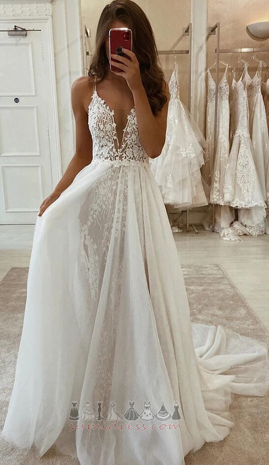 V-подібним вирізом природні Талія безрукавний блискавка вгору Весільна сукня