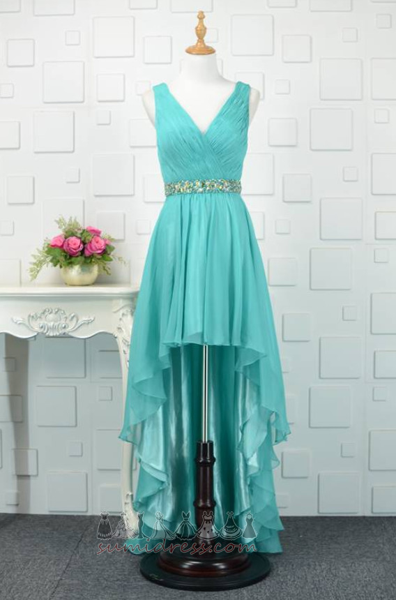 V-подібним вирізом природні Талія плісировані ліф шик асиметричний Вечірня сукня