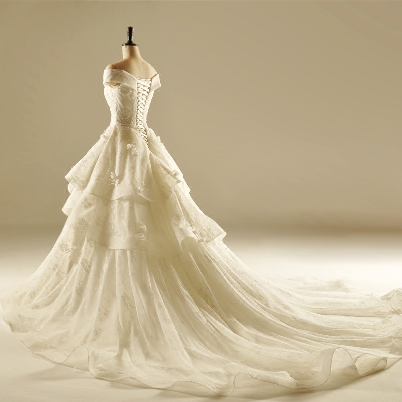 V yaka Bağcıklı Kepli kollu Kısa kollu Katedral tren Organze Düğün Elbise