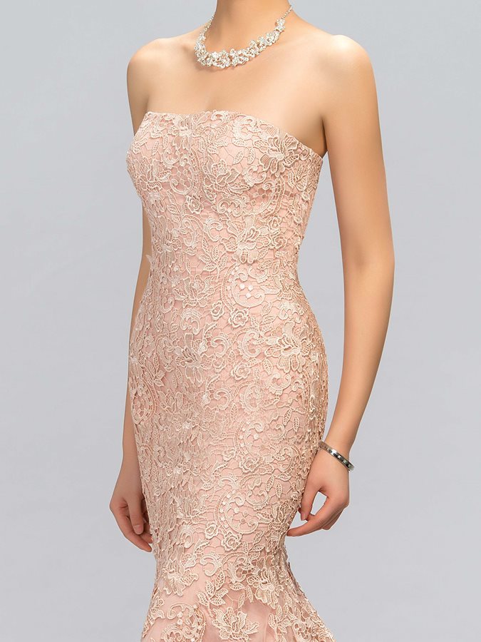 Vállnélküli közepes Vonalú Ujjatlan Padló hossza Terítette Estélyi ruha