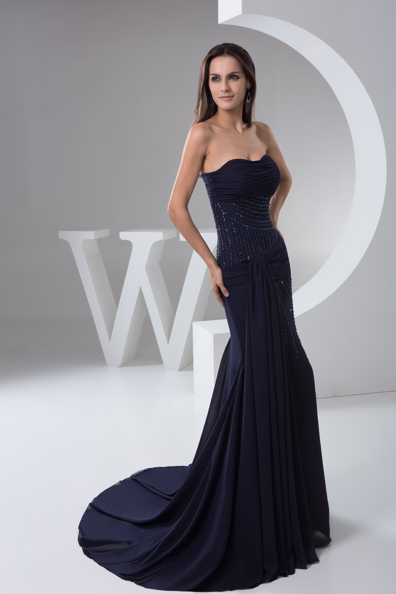 Vasaros Ornamento formavimas Vidutinis Užtrauktukas iki Berankovis Šifonas Vakarinės suknelė