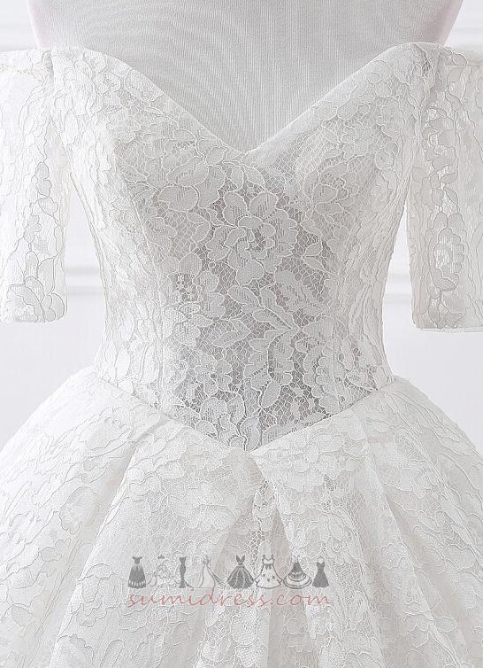 Vestido de boda Encaje Adorno A Línea fuera del hombro Natural Manzana Capa de encaje