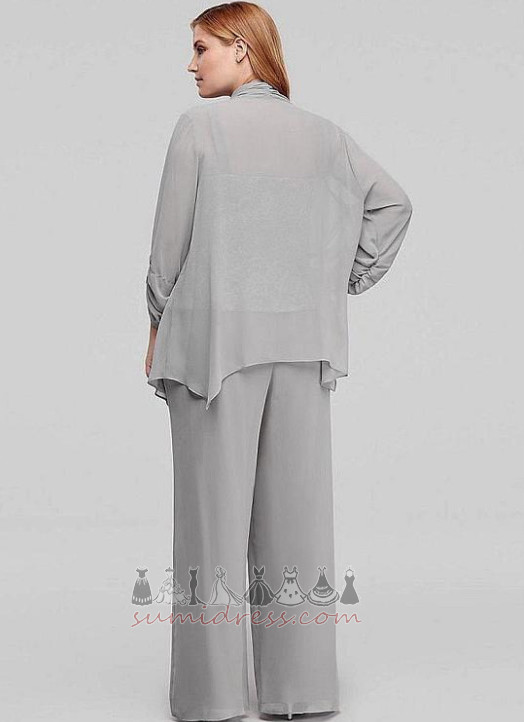 Vestido de calças de terno Jaqueta Alta cobertura De chiffon Sobreposição de renda Natural