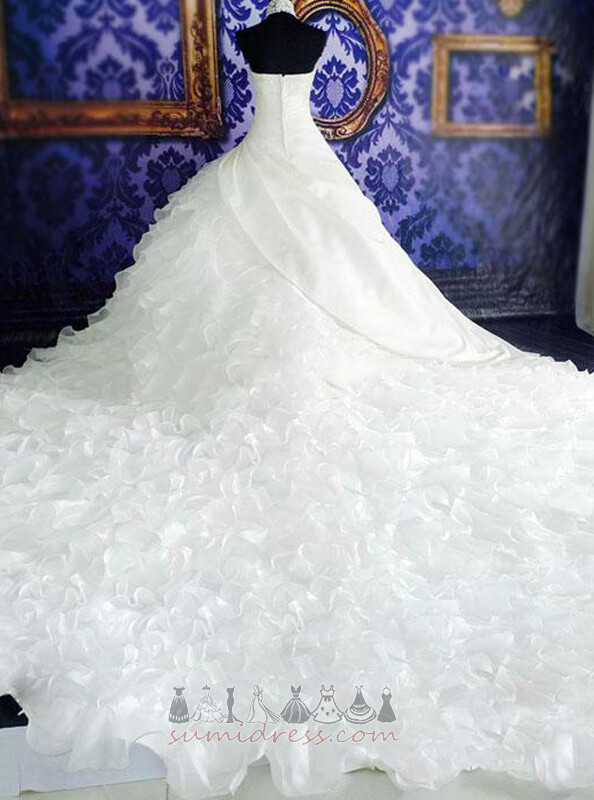 Vestido de casamento Pettiskirt Sem magas Cristal Salão Renda Zíper