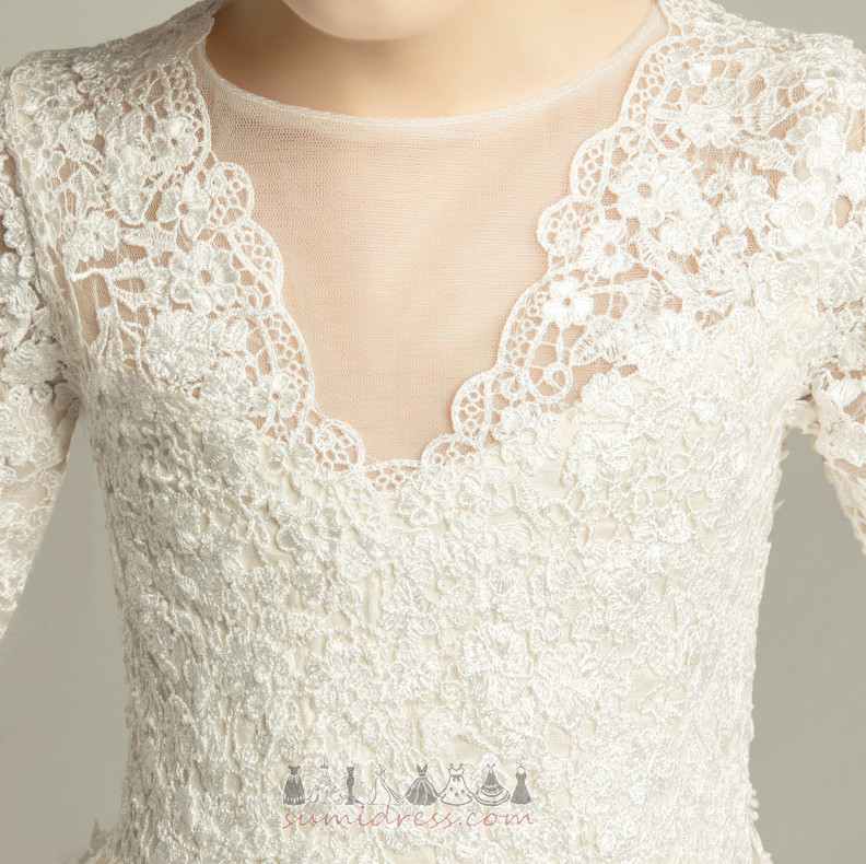 vestido de menina Formal Formato A Camiseta Casamento Natural Applique