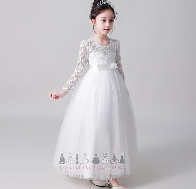vestido de menina Natural Chá comprimento Zíper Formato A Casamento Médio