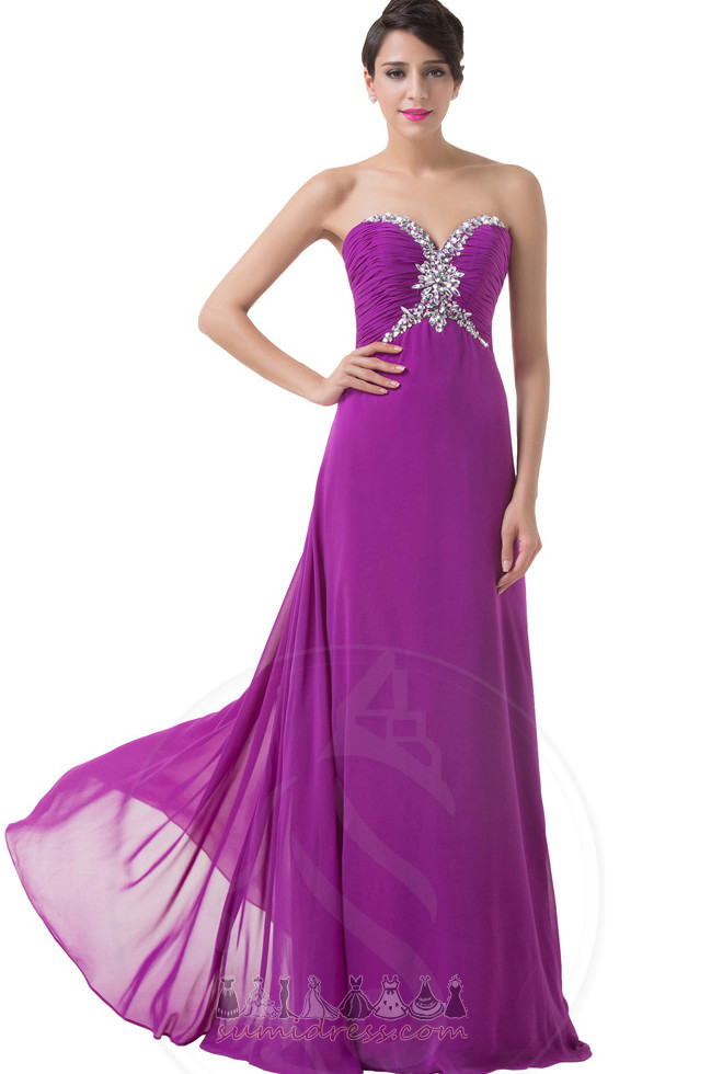 Vestido de Partido Gasa Cola Barriba mangas Escote Corazón Hasta el suelo - sumidress.com