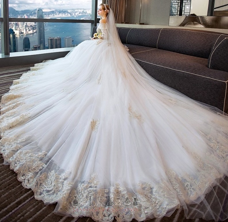 Vestir de casamento Inverno Trem real Ate acima Formal Formato A Transparente