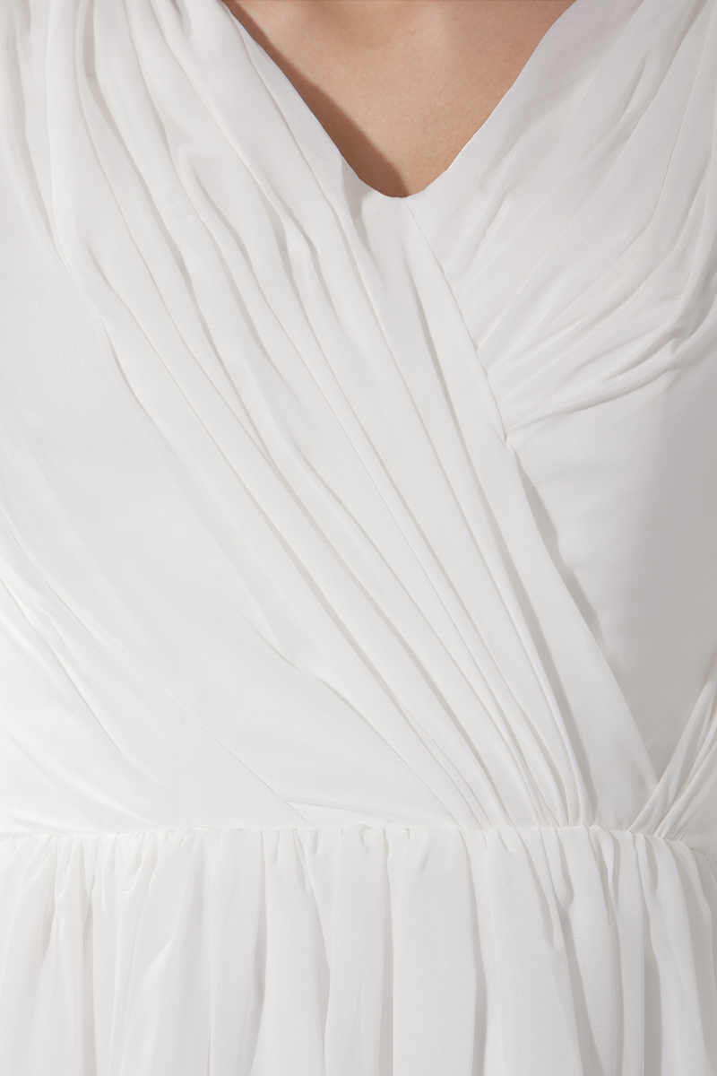 Vestir de madrinha Formato A Modesto Plissado Natural Corpete plissado De chiffon