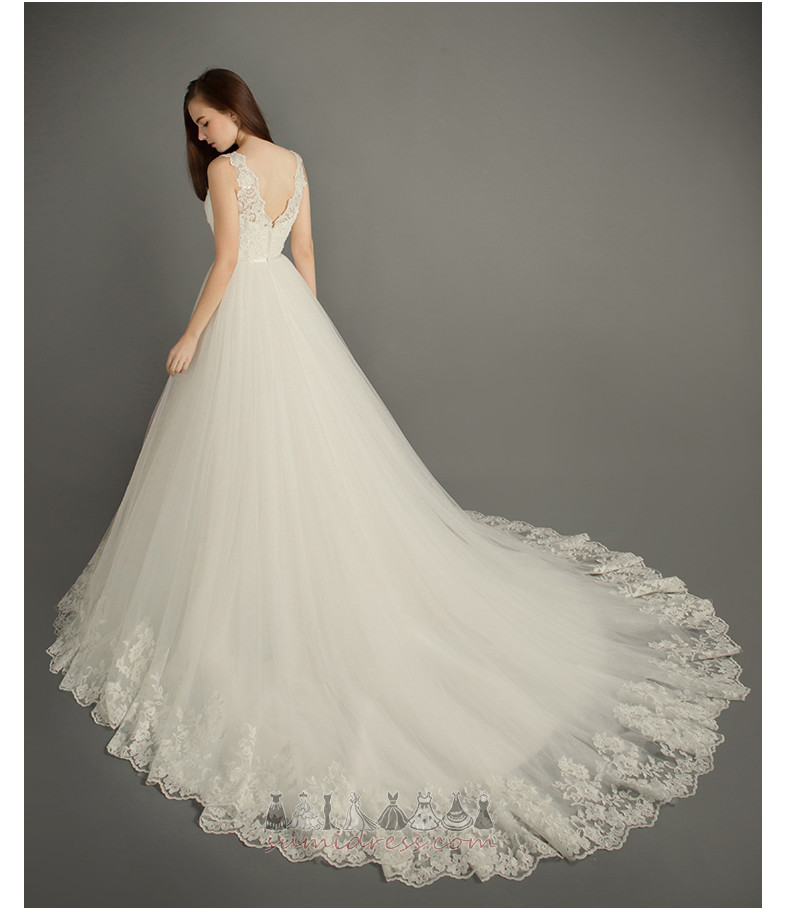 Vestito da sposa A-Linea All Aperto Lace Coperta Cerniera Eleganti V-Scollo