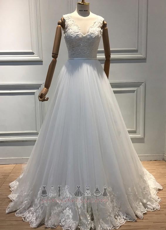 Vestito da sposa A-Linea All Aperto Lace Coperta Cerniera Eleganti V-Scollo