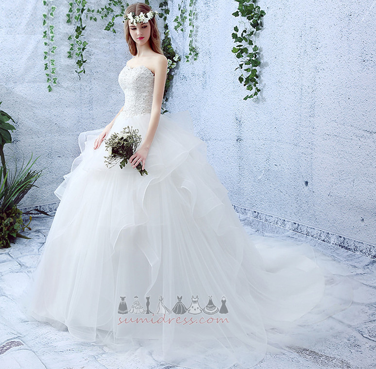 Vestito da sposa All Aperto Lace Coperta Formale senza spalline Inverno A-Linea