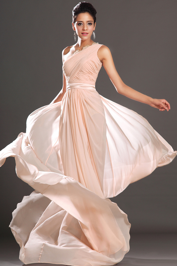 Viena pleca Vidum atpakaļ Piedurknēm Elegants Acs audums Kombinēts šifons Prom kleita