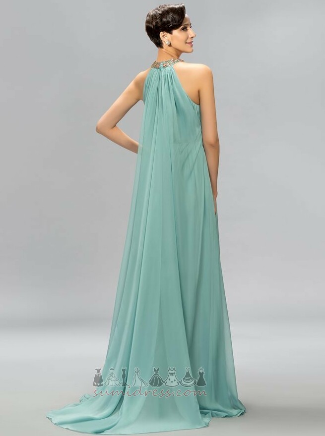 вечерние платье шифон Природные Талия Молния вверх драгоценность элегантный A-линия