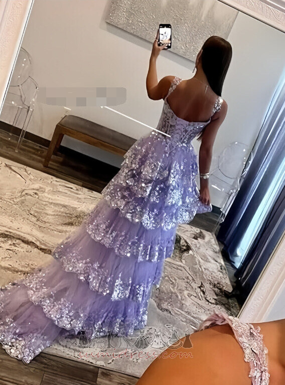 Vonalú Spagetti pántokkal Hosszú Appliqués Csipke Nyári Estélyi ruha