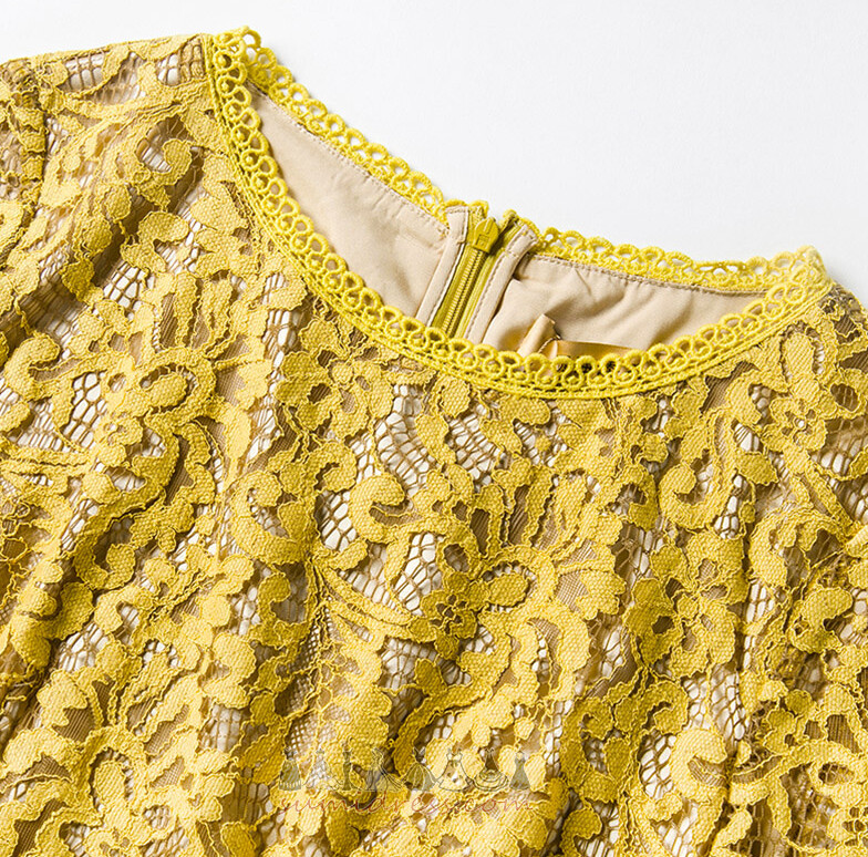 Βραδυνά φορέματα απλός Κοντομάνικη μπλούζα 3/4 Μήκος Μανικιού Γοργόνα Δαντέλα επικάλυψης