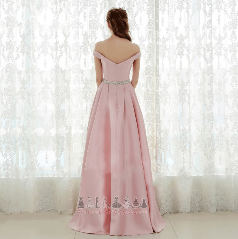 выпускные платье A-линия крышками рукава атласная Длина лодыжки бисера пояса весна