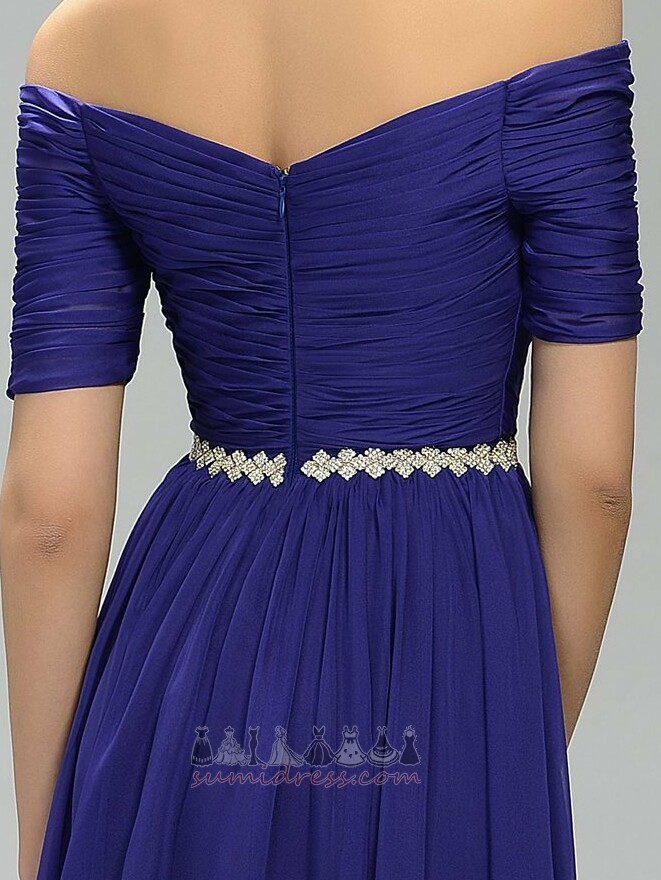 Wedding Chiffon Short Sleeves Pleated Ankle Length Off Shoulder Evening Dress