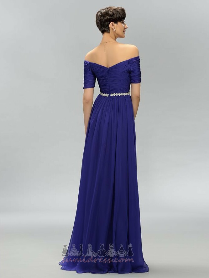 Wedding Chiffon Short Sleeves Pleated Ankle Length Off Shoulder Evening Dress