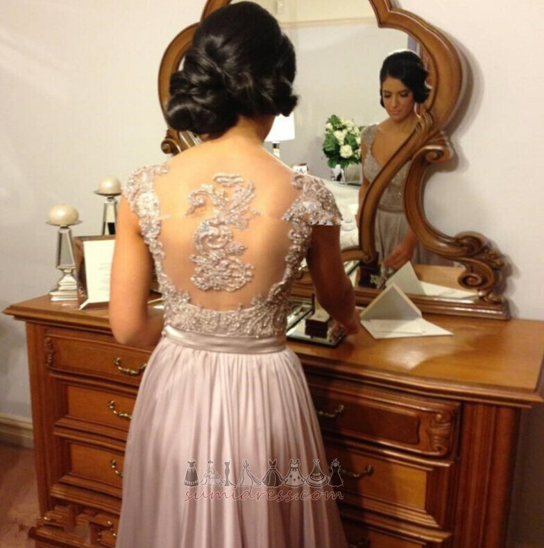 Wedding Long Natural Waist Medium Draped Lace Bridesmaid Dress