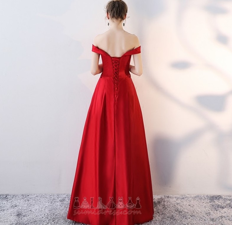 Wedding Short Sleeves Off Shoulder Natural Waist Applique A-Line Prom Dress