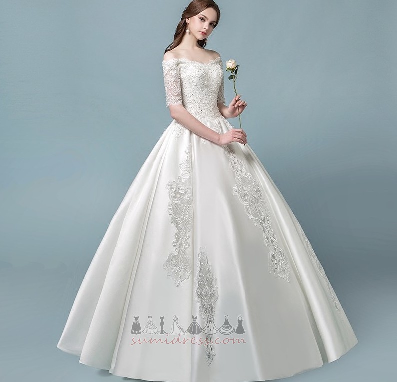 Winter 3/4 Length Sleeves Formal Church Medium A-Line Wedding Dress