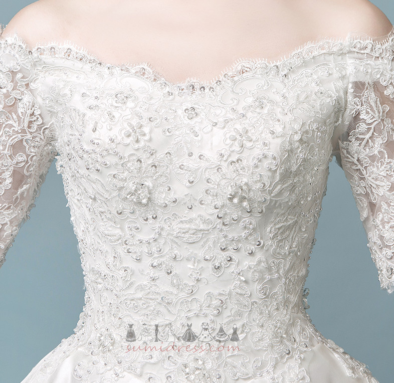 Winter 3/4 Length Sleeves Formal Church Medium A-Line Wedding Dress