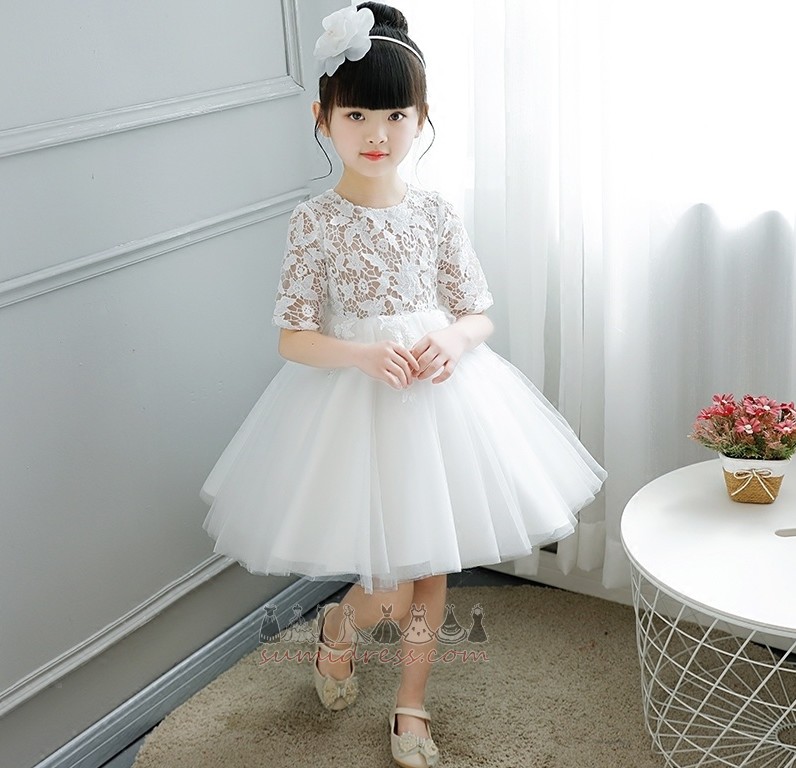 Yay Doğal belden Yarım kollu Göster / Performans Tül Bir çizgi Küçük kız elbisesi