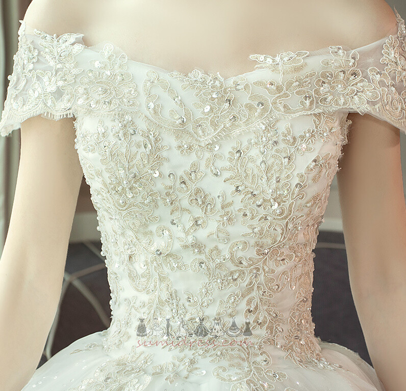 З плеча лінія блоковані рукава Довго Церква мереживо Весільна сукня