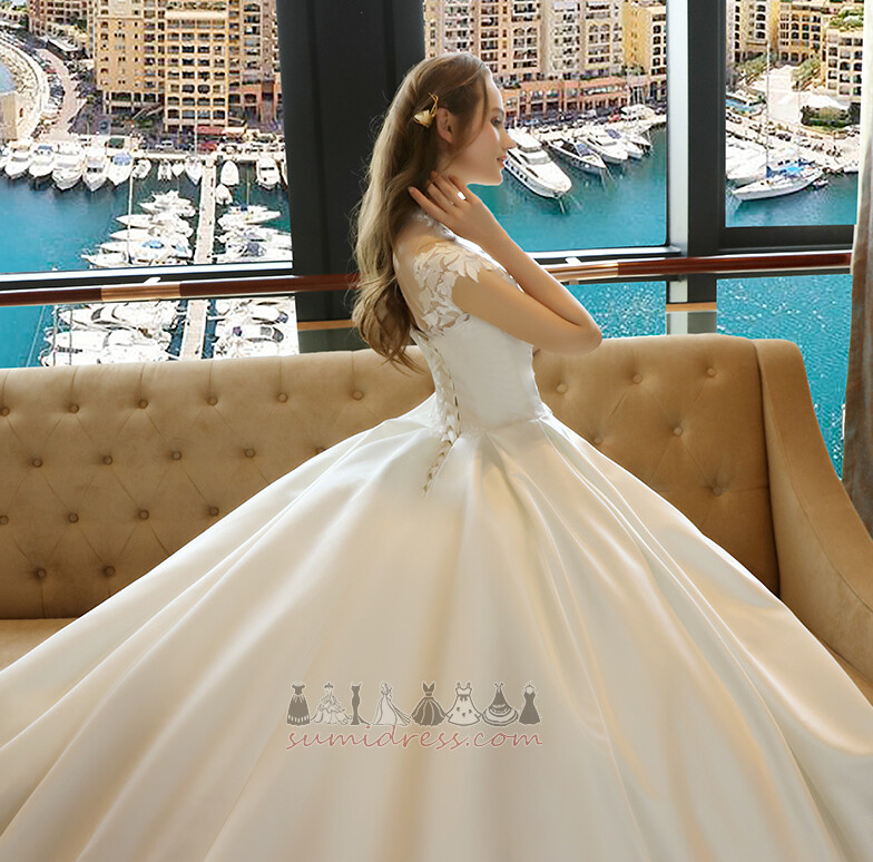 зал середа висока шия Довго драпіровані простий Весільна сукня