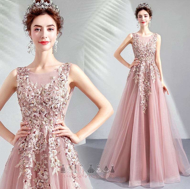 Zarif Boncuk Bağcıklı Kat uzunluğu Dantel kaplaması Süpürme tren Gece elbisesi