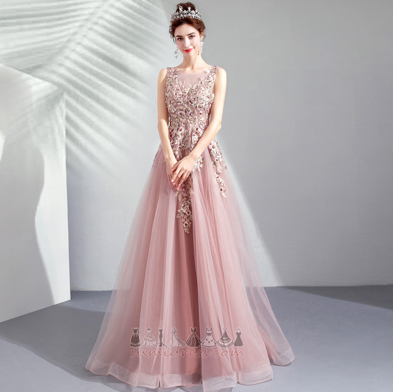 Zarif Boncuk Bağcıklı Kat uzunluğu Dantel kaplaması Süpürme tren Gece elbisesi