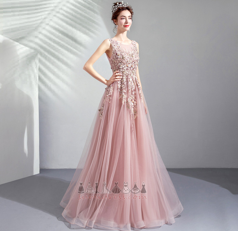 Zarif Boncuk Bağcıklı Kat uzunluğu Dantel kaplaması Süpürme tren Gece elbisesi