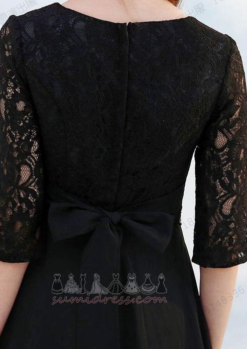 Zipper 3/4 Length Sleeves Party Notched Draped Lace Evening Dress