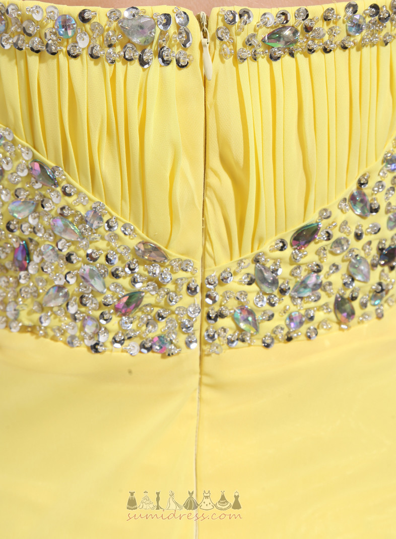 Zipper Chiffon Empire Waist Crystal Elegant Floor Length Evening Dress